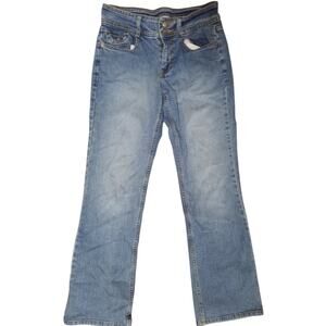 Y2K Ellemenno Womens Size 5 Embellished Rear Pockets Jeans Light Wash Low Rise